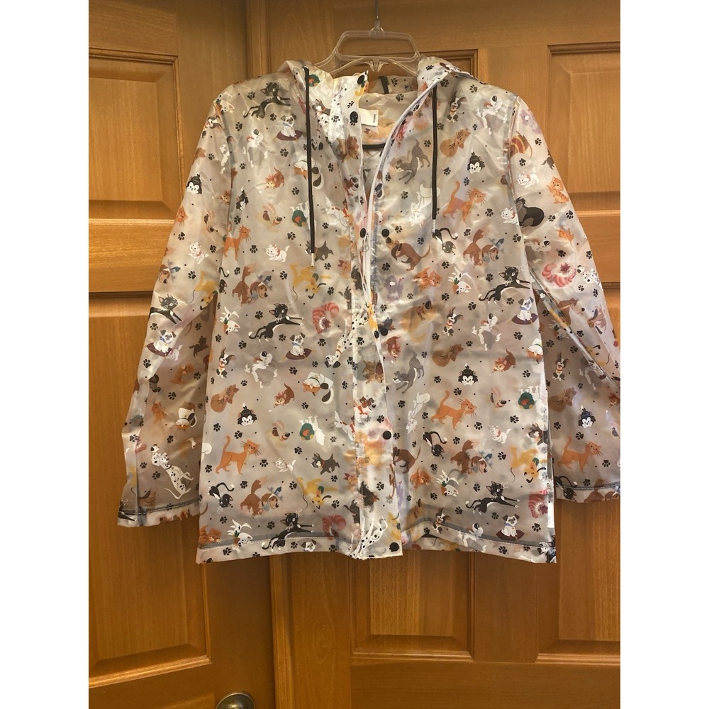 Disney Parks Reigning Cats & Dogs Raincoat Jacket Hooded Size Medium Retired